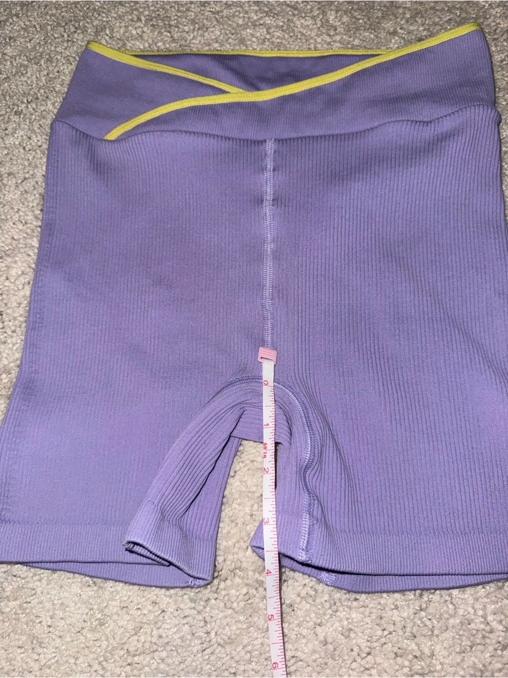 FP Movement by Free People Lavender Bike Shorts with Yellow Trim - Picture 4 of 6